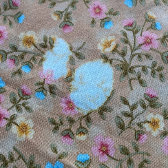 Vintage Tablecloth Homesewn Ditsy Pink Yellow Blue Flowers Country Floral - Picture 2 of 8